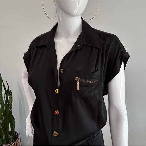 Marciano Black Stretch Silk Romper - Picture 8 of 13